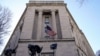 Washington, U.S. - Department of Justice / Television cameras stand in front of the Department of Justice the day after Special Counsel Robert Mueller delivered his report into Russia's role in the 2016 U.S. election and any potential wrongdoing by Presid