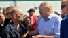 BELARUS -- Belarusian President Alyaksandr Lukashenka, second right, argues with a worker of the Minsk Wheel Tractor Plant in Minsk, August 17, 2020